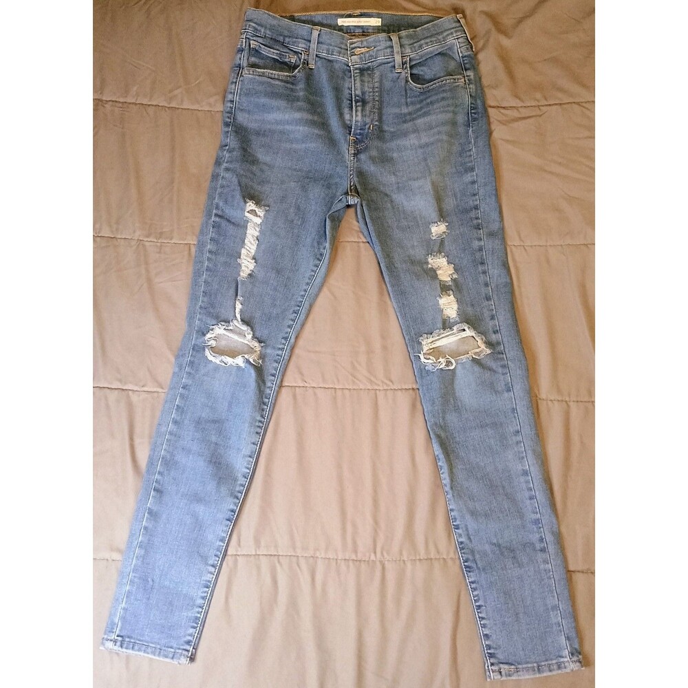 Levis 720 Jeans Womens 29 High Rise Super Skinny Medium Wash Stretch  Distressed